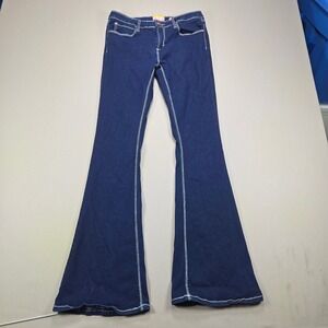 K&K California Flare Jean Floral Embroidered Studded Dark Wash Womens Size 11/12